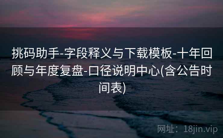 挑码助手-字段释义与下载模板-十年回顾与年度复盘-口径说明中心(含公告时间表) 挑码助手-字段释义与下载模板-十年回顾与年度复盘-口径说明中心(含公告时间表)